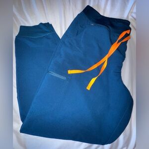 Zamora Figs Women's Joggers in Deep Reef with Orange Accents